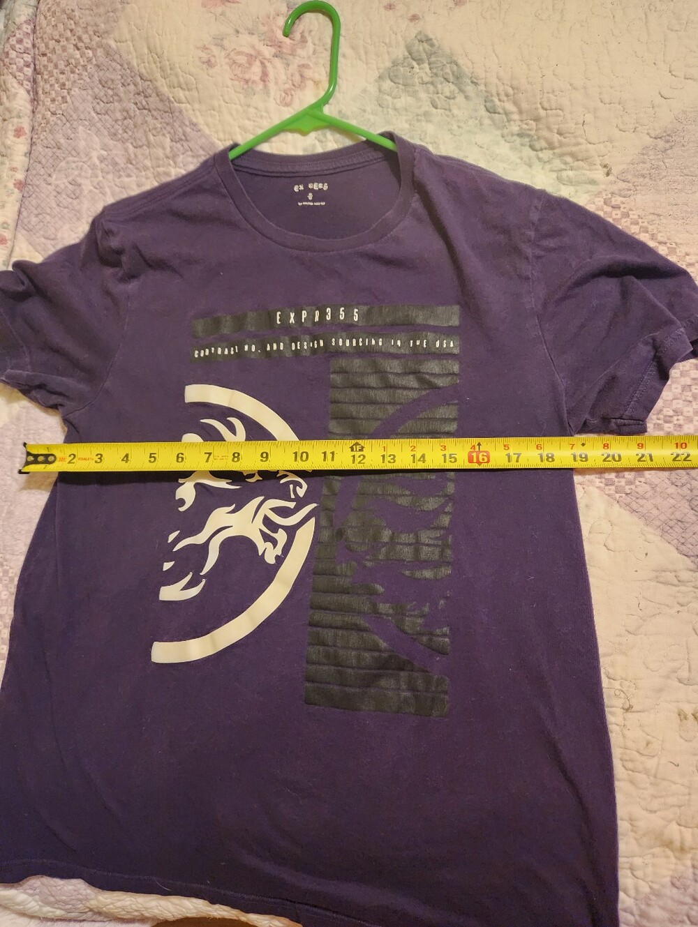 Express Men's Purple Graphic Short Sleeve Tee with Front Logo Panels